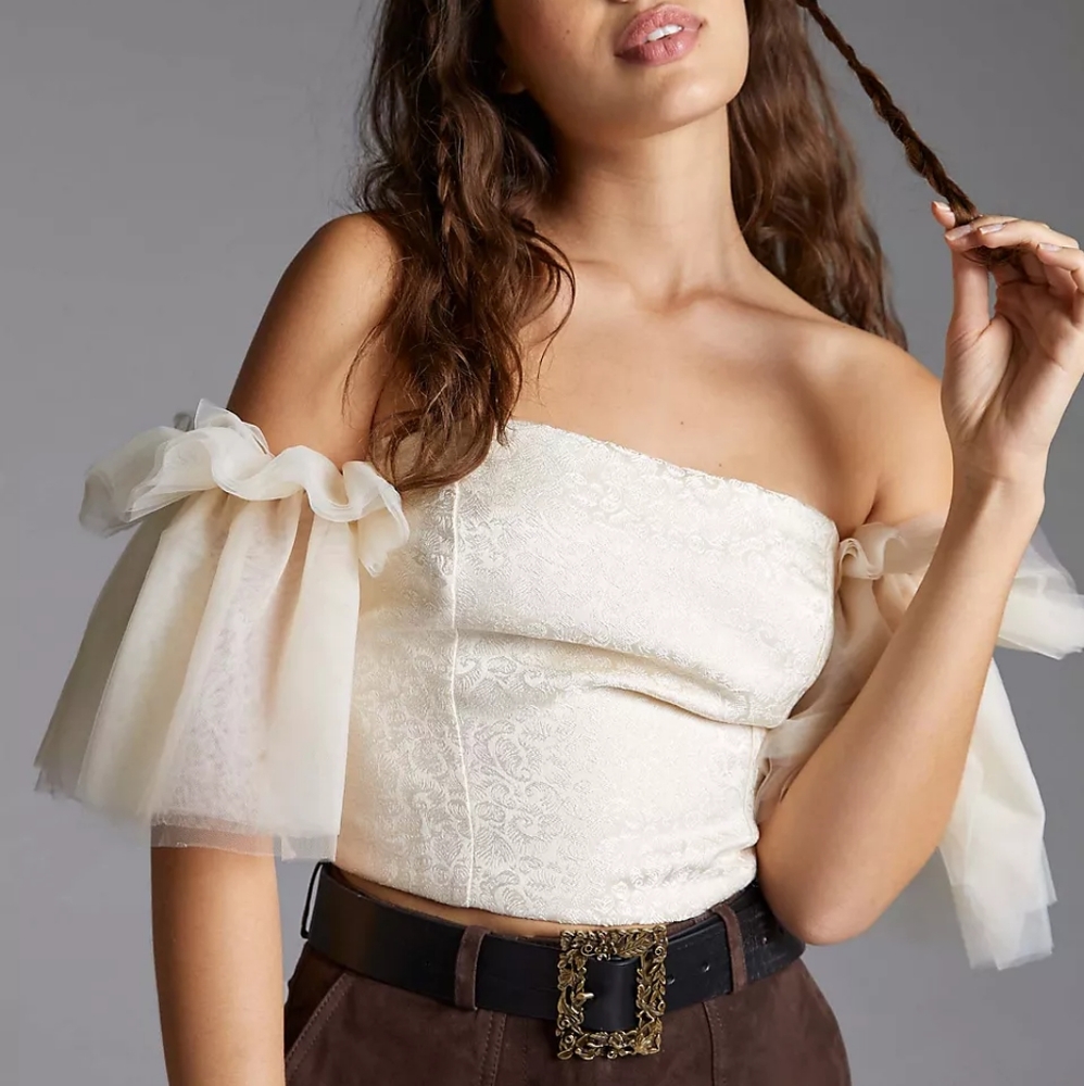 Anthropologie BNWT Sundaybin Brooklyn  Tulle Off-The-Shoulder Top